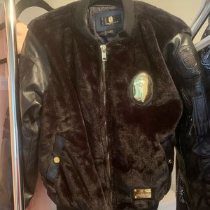 Bape Black Collection Fur Bomber Jacket